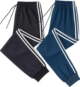 2 Pack Men's Casual Sweatpants Soft Fleece Active Athletic Workout Jogger Pants with Pocket and Drawstring