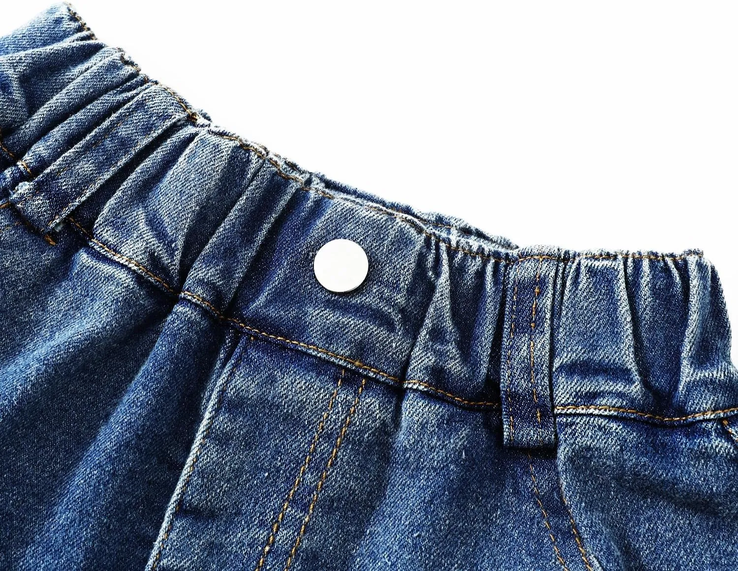 5-13Y Girls' Elastic Denim Skort | Mini Flared Pleated | Built-in Shorts for Easy On/Off