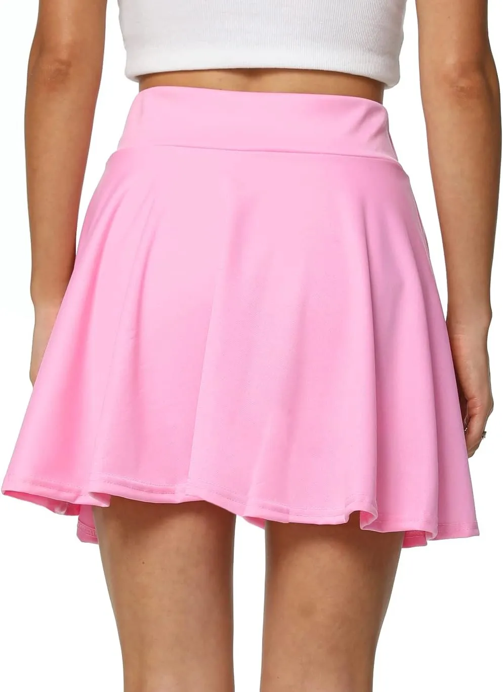 Afibi Women's Casual Basic Versatile Flared Pleated Mini Skater Skirt with Shorts