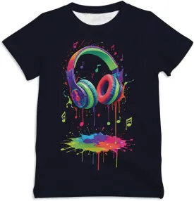 Ainuno Graphic Tees for Boys Girls Kids 7-14Y, Summer Short Sleeve T Shirt Cool 3D Print