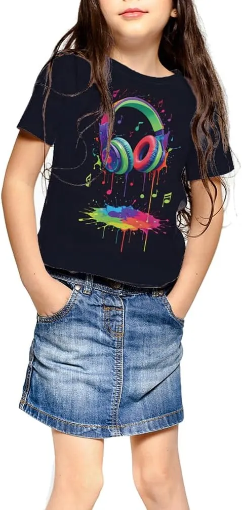 Ainuno Graphic Tees for Boys Girls Kids 7-14Y, Summer Short Sleeve T Shirt Cool 3D Print
