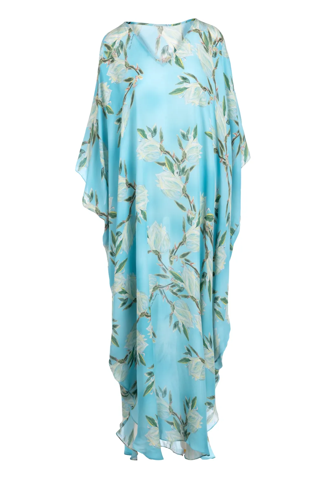 Alma Silk Kaftan in Blooming Yucca