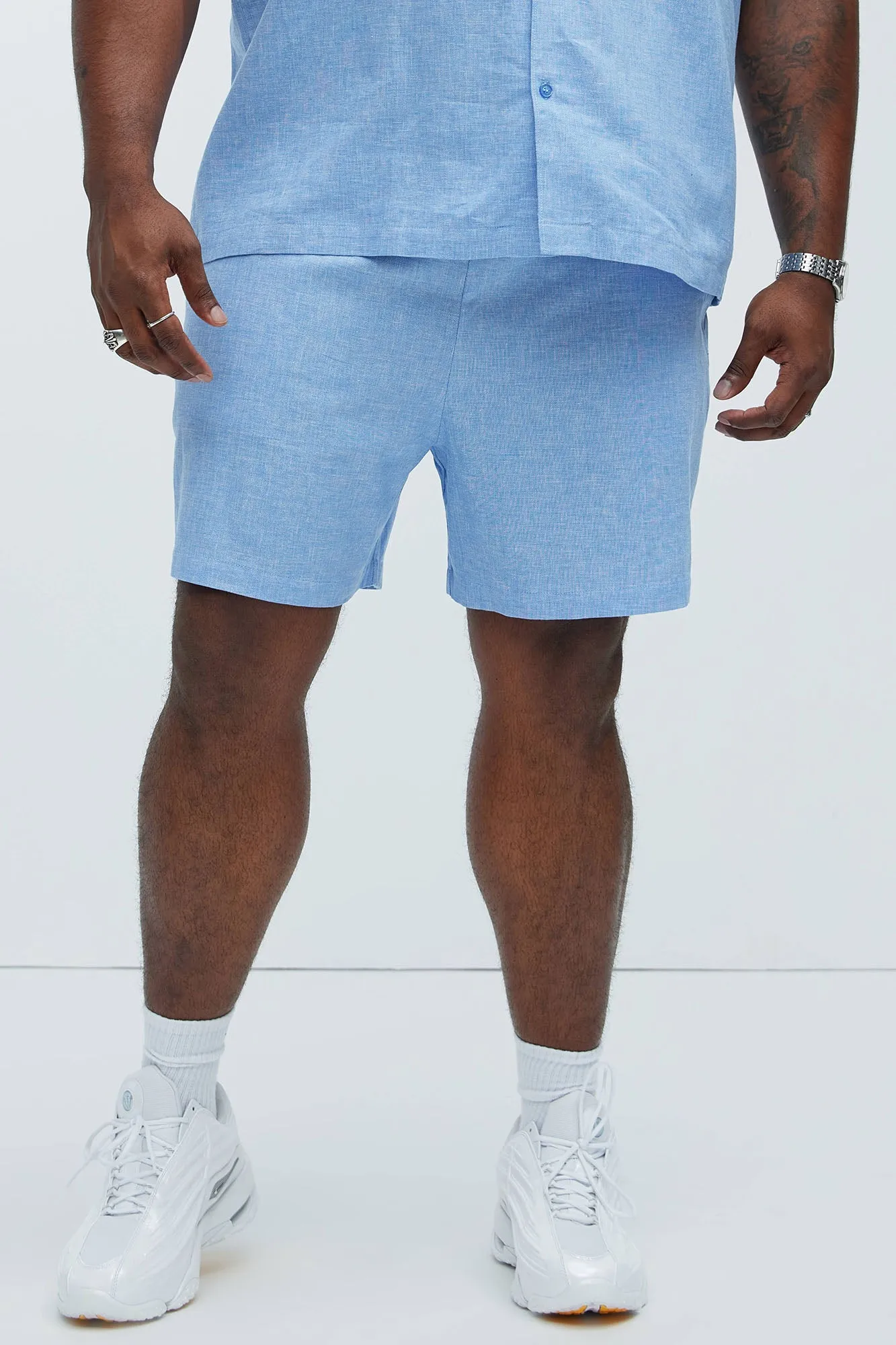 Bahamas Linen Shorts - Ice Blue