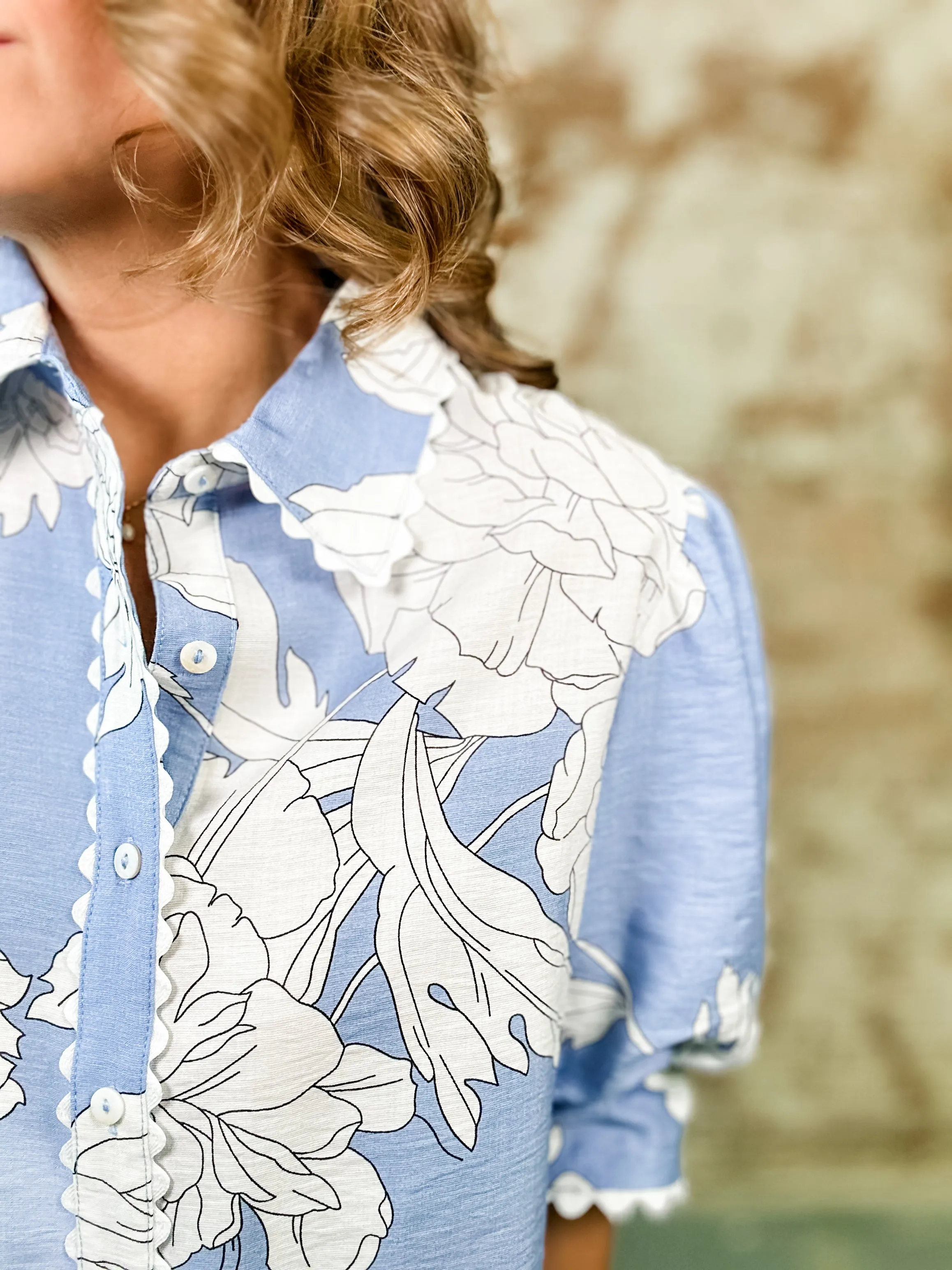 Becca Floral Button Front Top