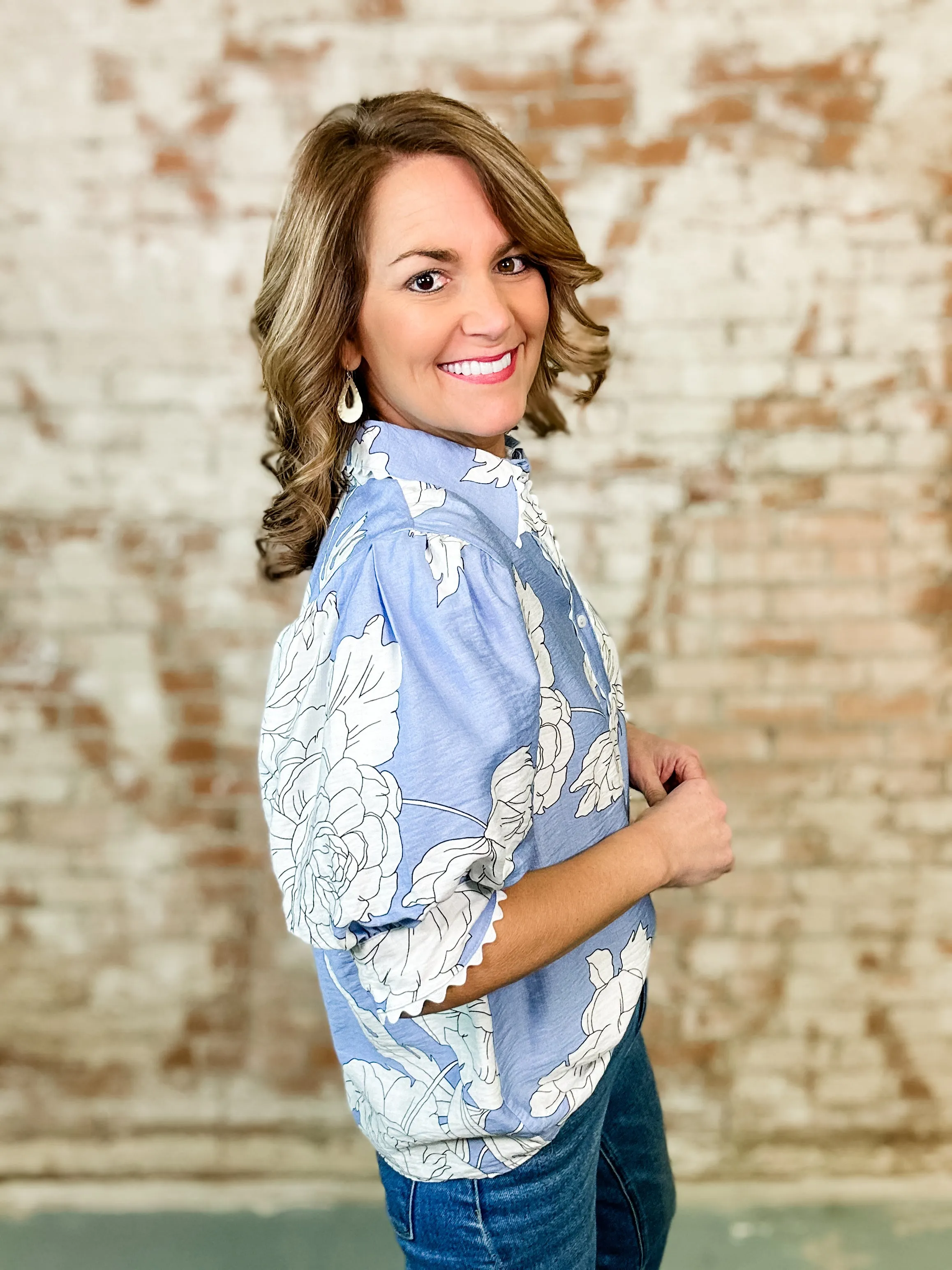 Becca Floral Button Front Top