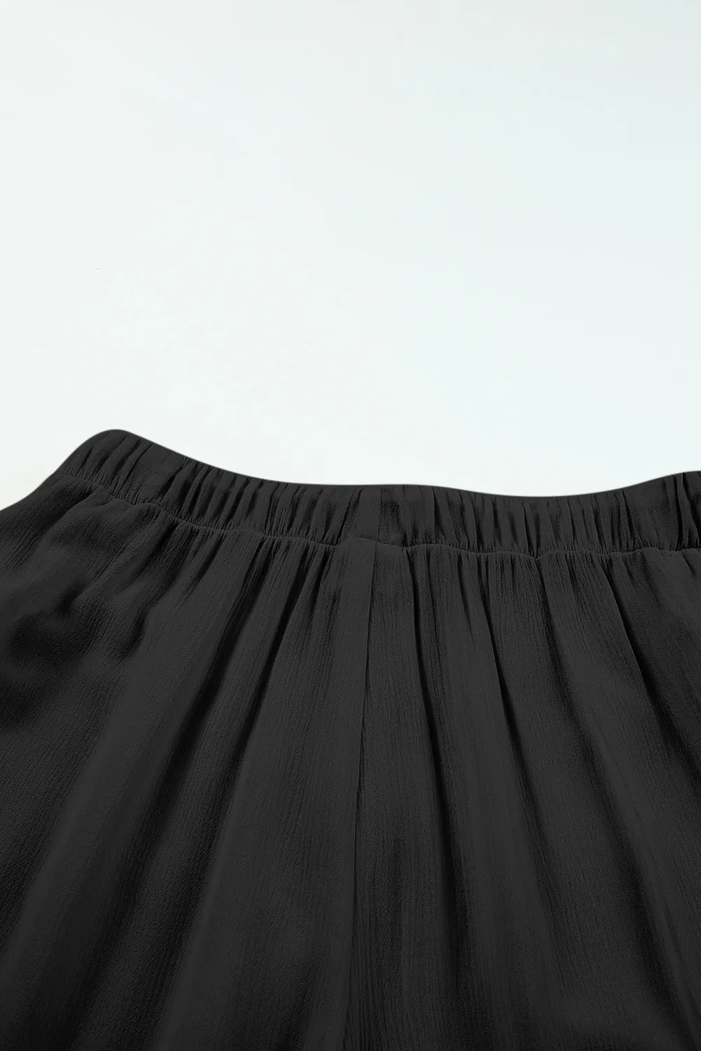 Black Lace Trim Along Split Leg Beach Cover Up Pants