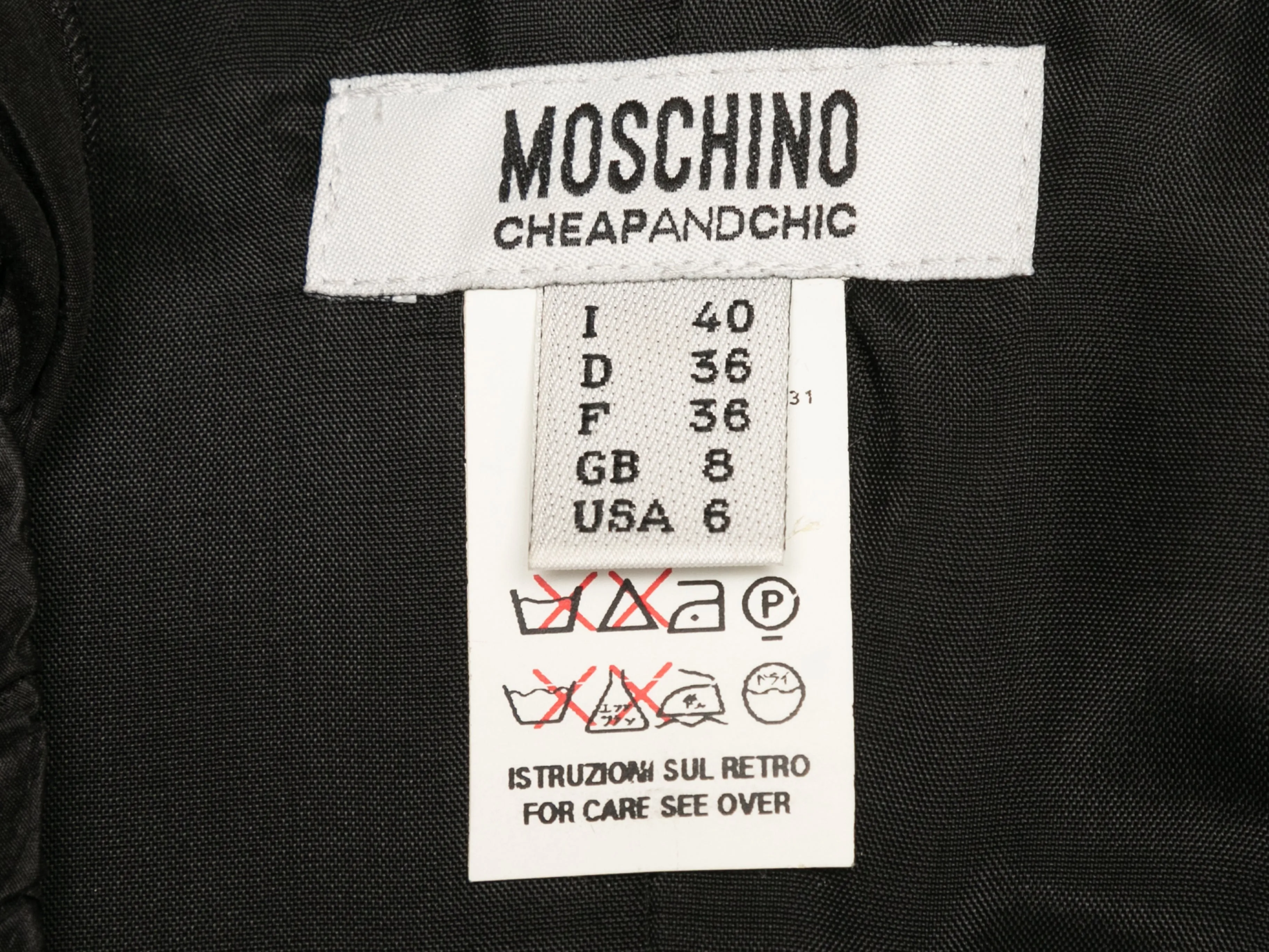 Black Moschino Cheap and Chic Sleeveless Dress Size US 6