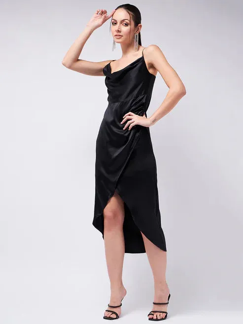 Black Satin Sheath Dress