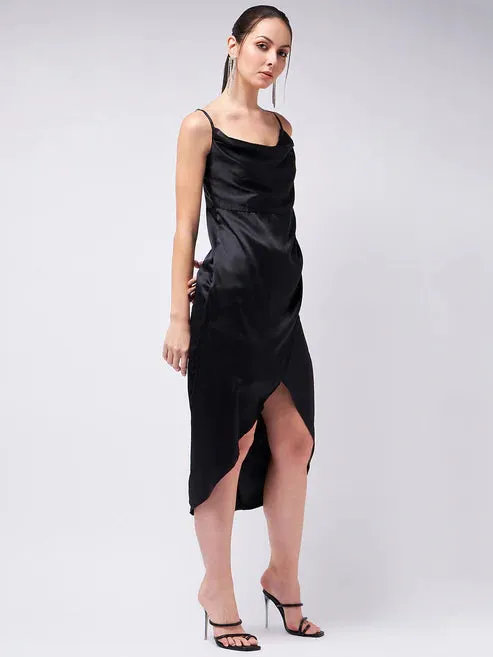 Black Satin Sheath Dress