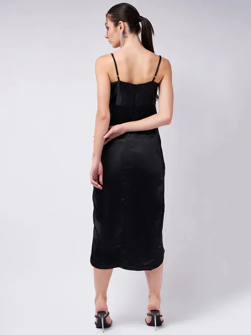 Black Satin Sheath Dress