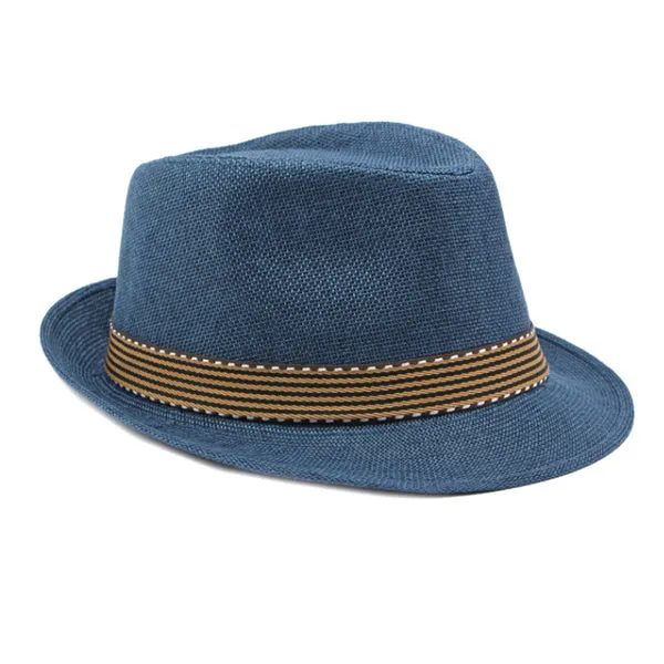 Blue British Jazz Straw Hat 藍色英倫爵士草編帽 KCHT2394