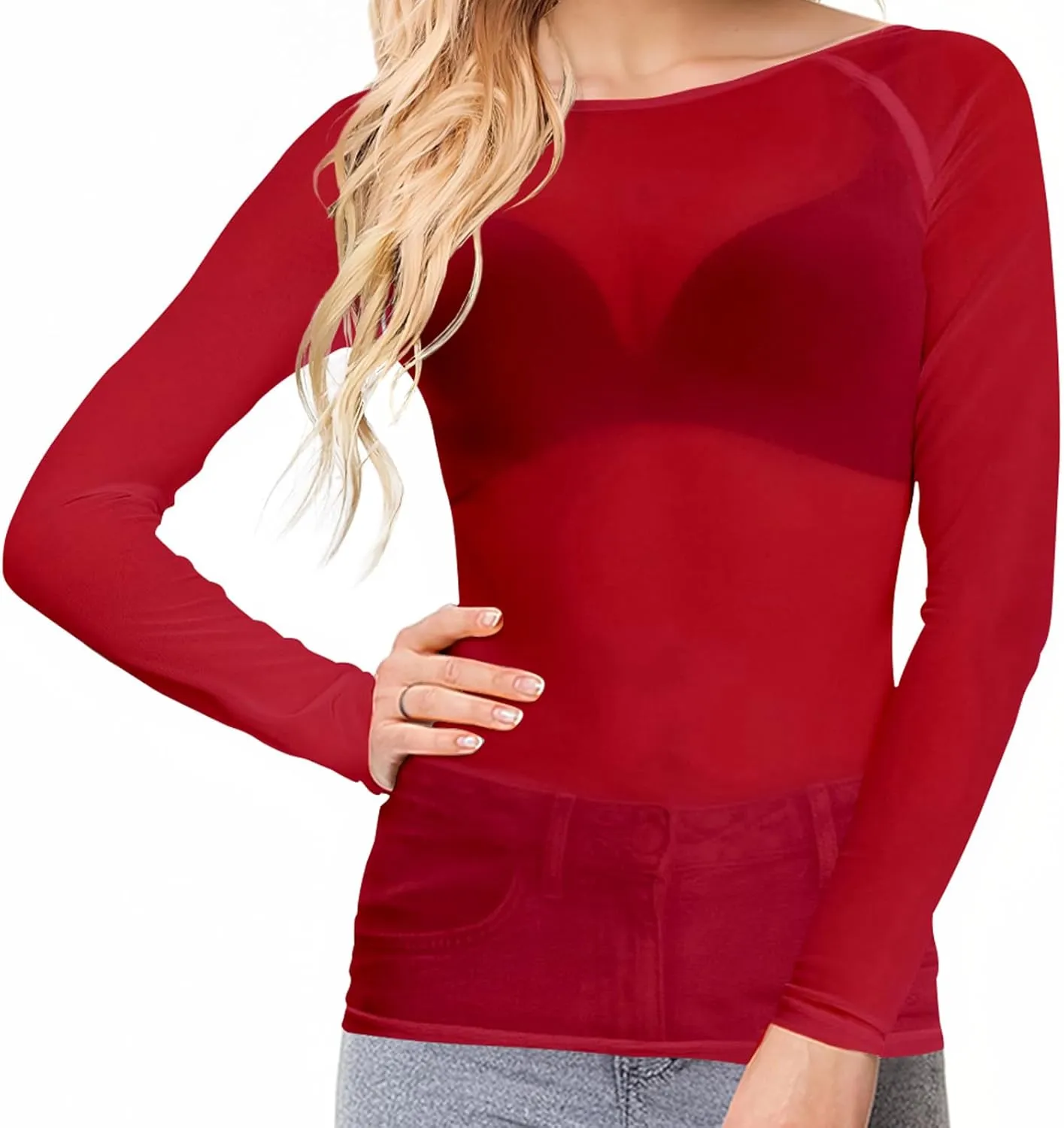 Buauty Sheer Tops for Women,Mesh Fishnet Tops Plus Size,Stylish and Sensational Mesh Blouses for Fashion-Forward Ladies