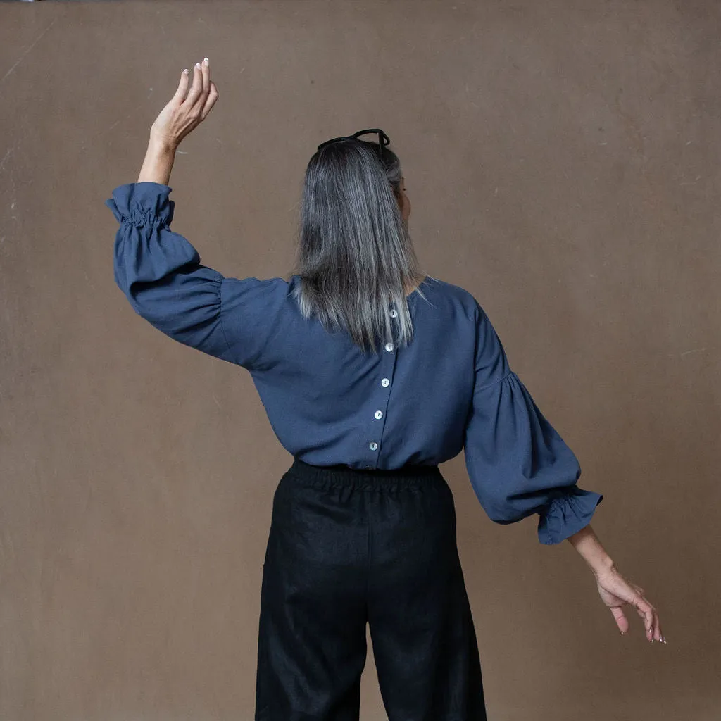 Celine Washed Navy Blouse