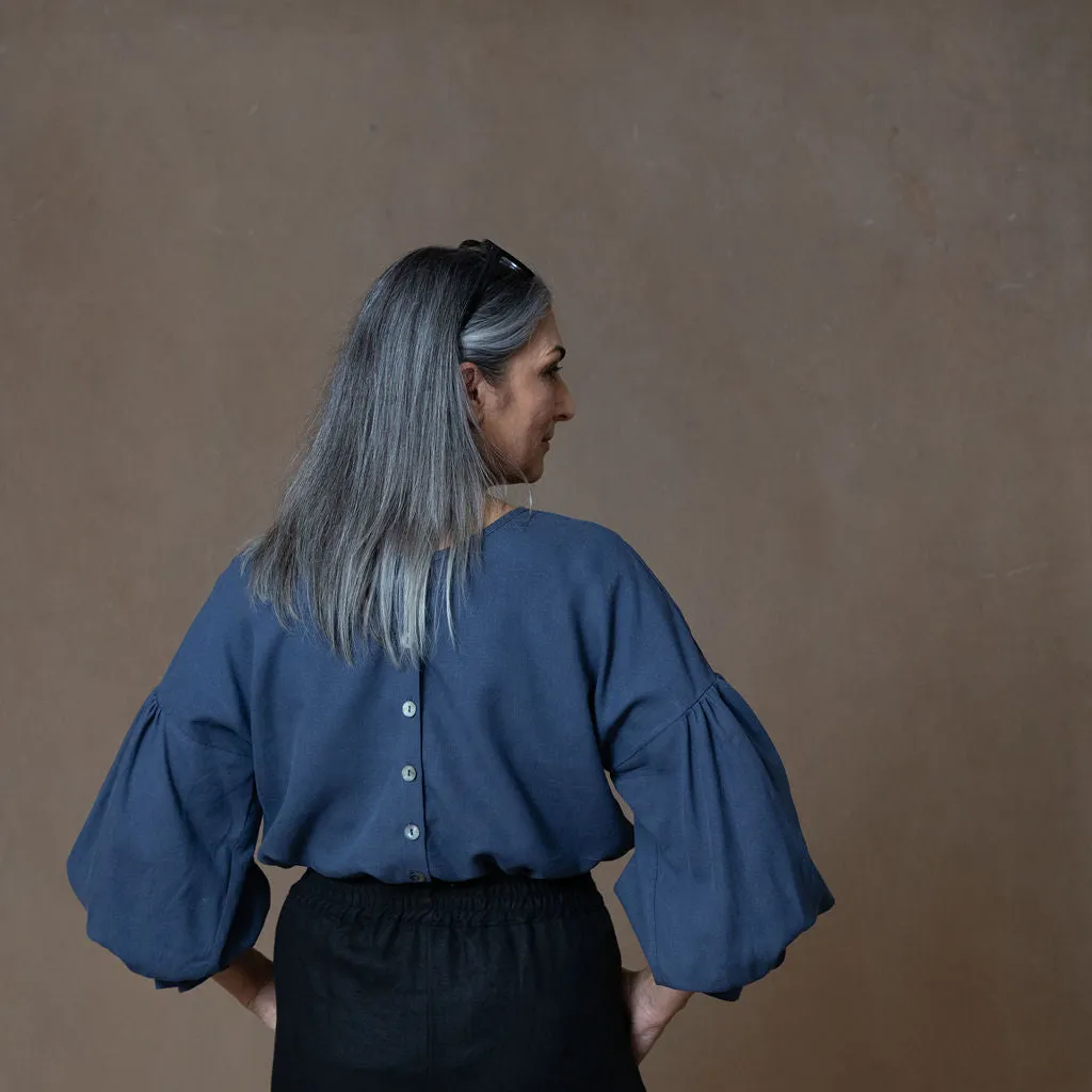 Celine Washed Navy Blouse