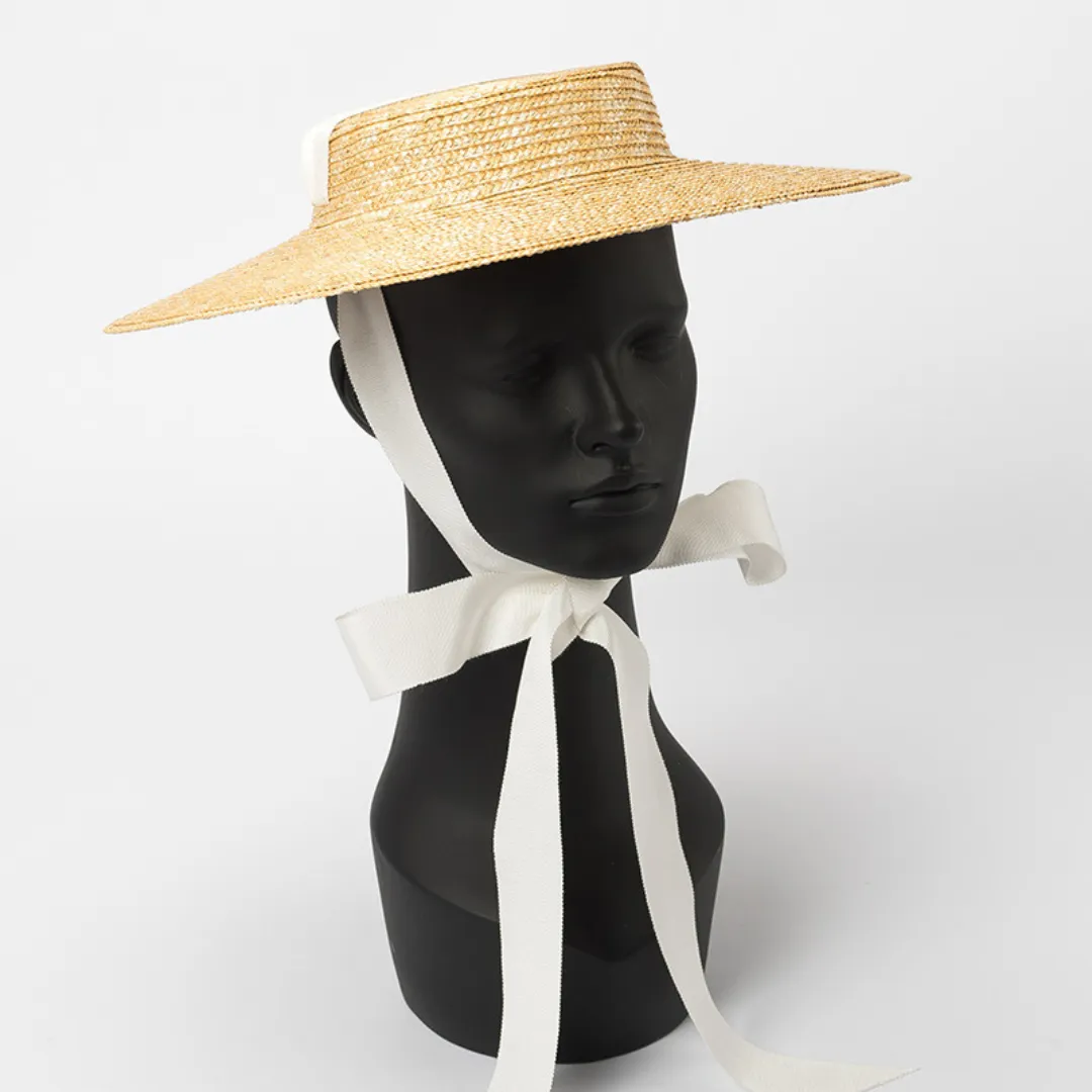 Chic Natural Straw Hat with Elegant Ribbon