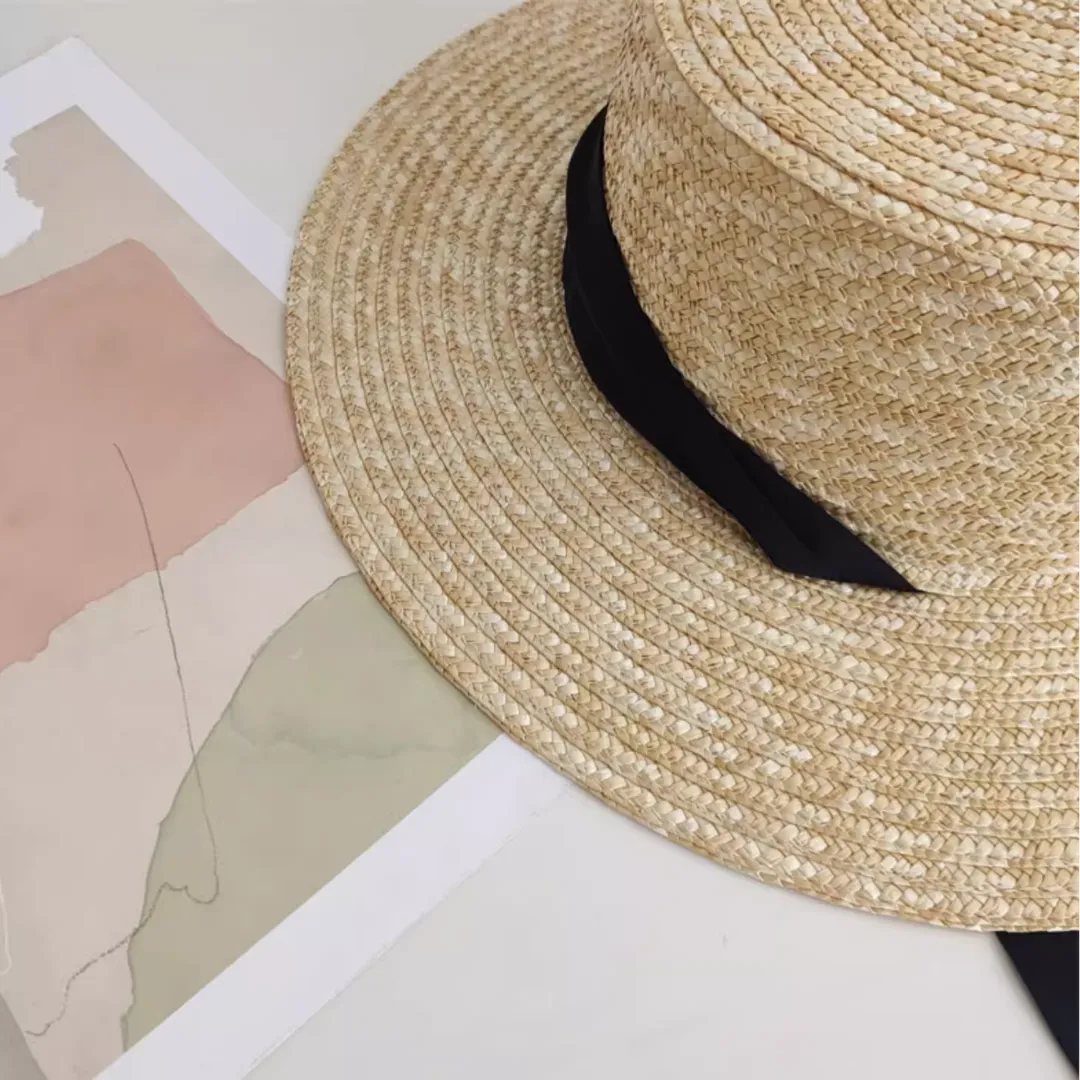 Chic Natural Straw Hat with Elegant Ribbon