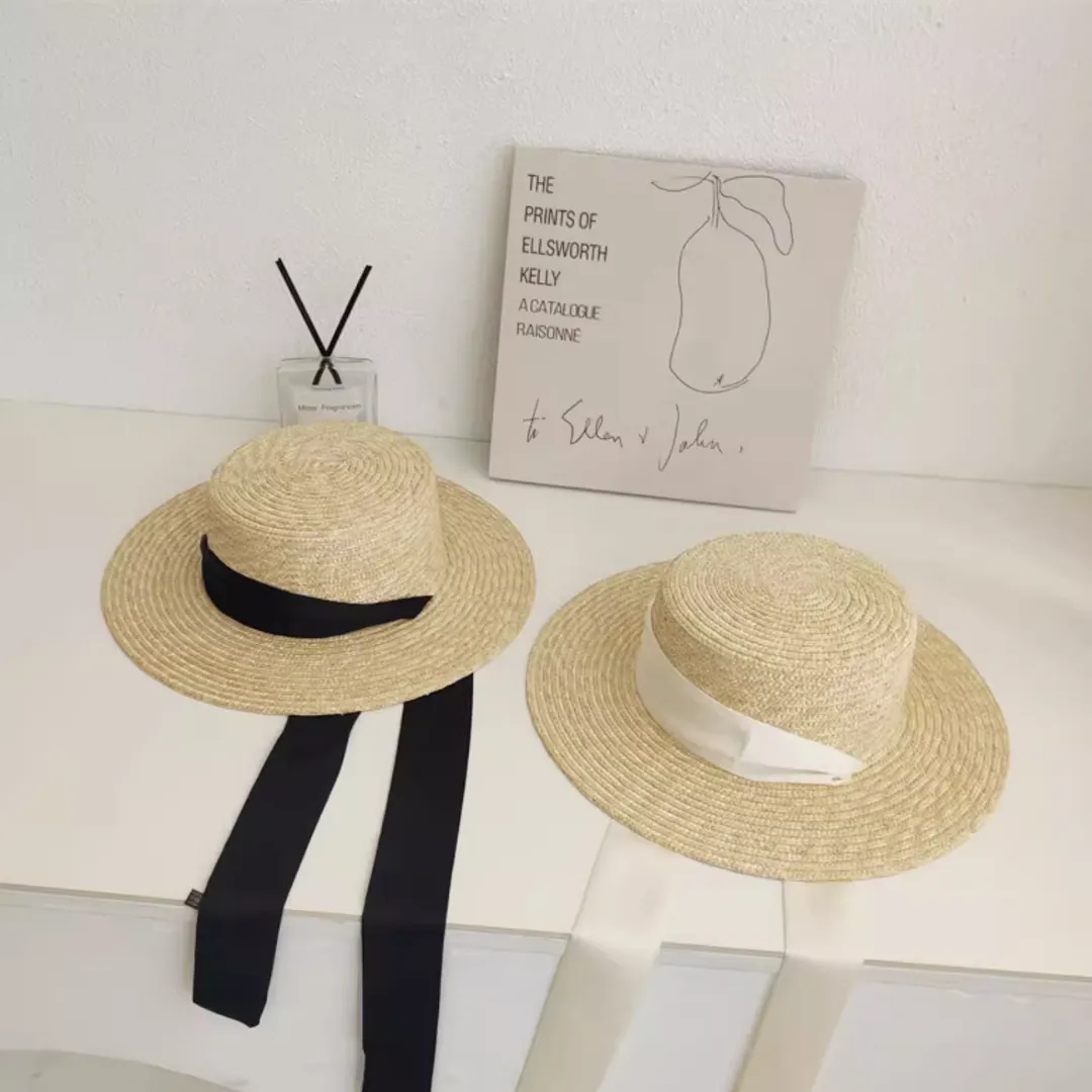 Chic Natural Straw Hat with Elegant Ribbon