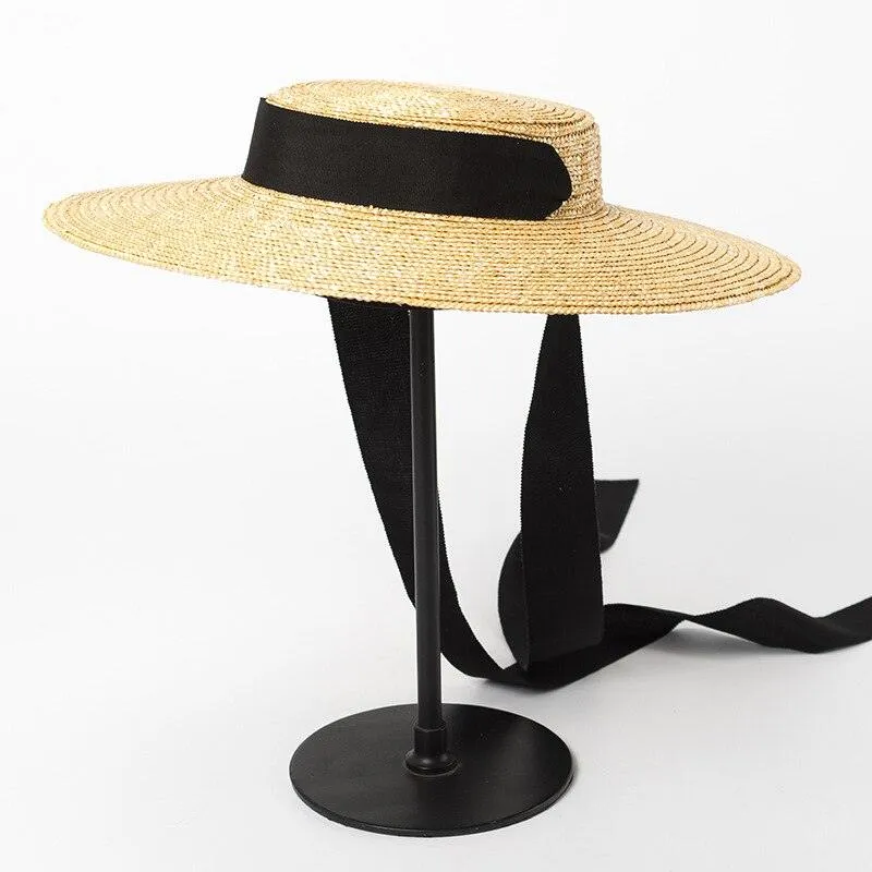 Chic Natural Straw Hat with Elegant Ribbon