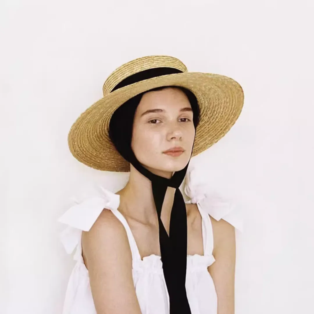 Chic Natural Straw Hat with Elegant Ribbon