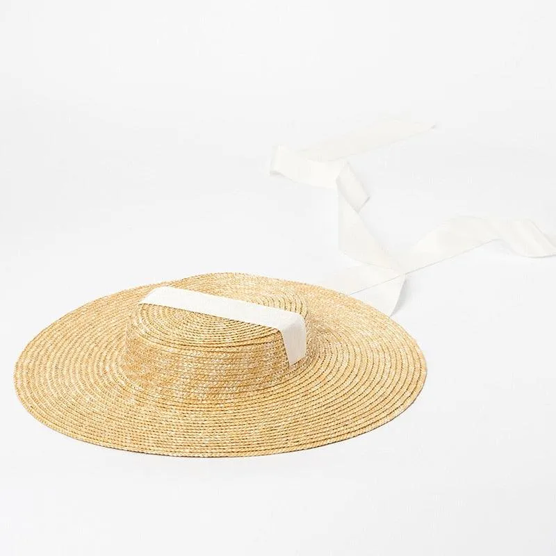 Chic Natural Straw Hat with Elegant Ribbon