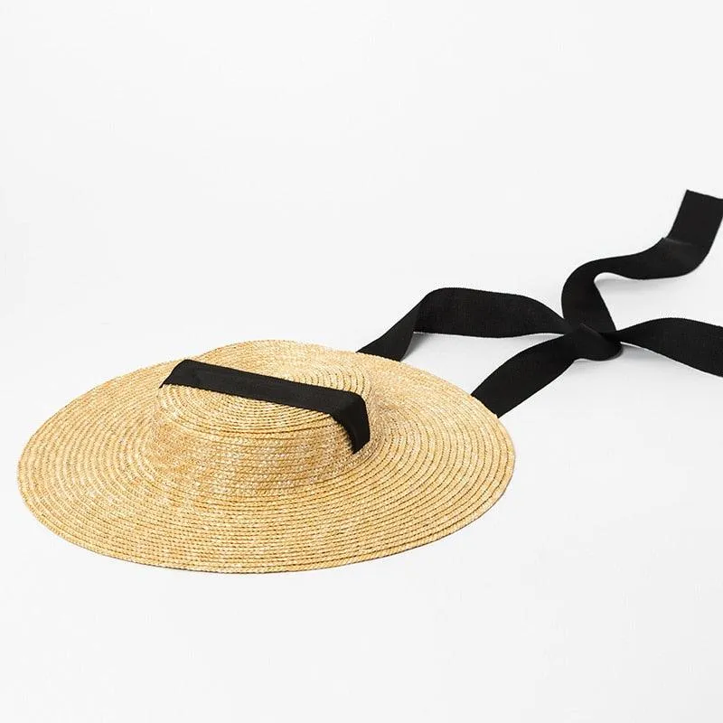 Chic Natural Straw Hat with Elegant Ribbon