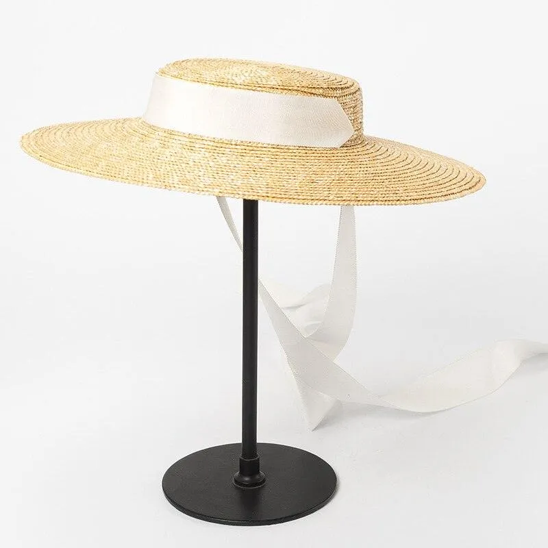 Chic Natural Straw Hat with Elegant Ribbon