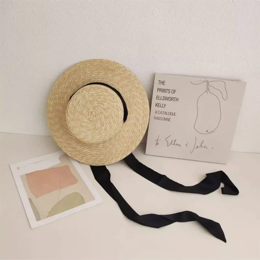 Chic Natural Straw Hat with Elegant Ribbon