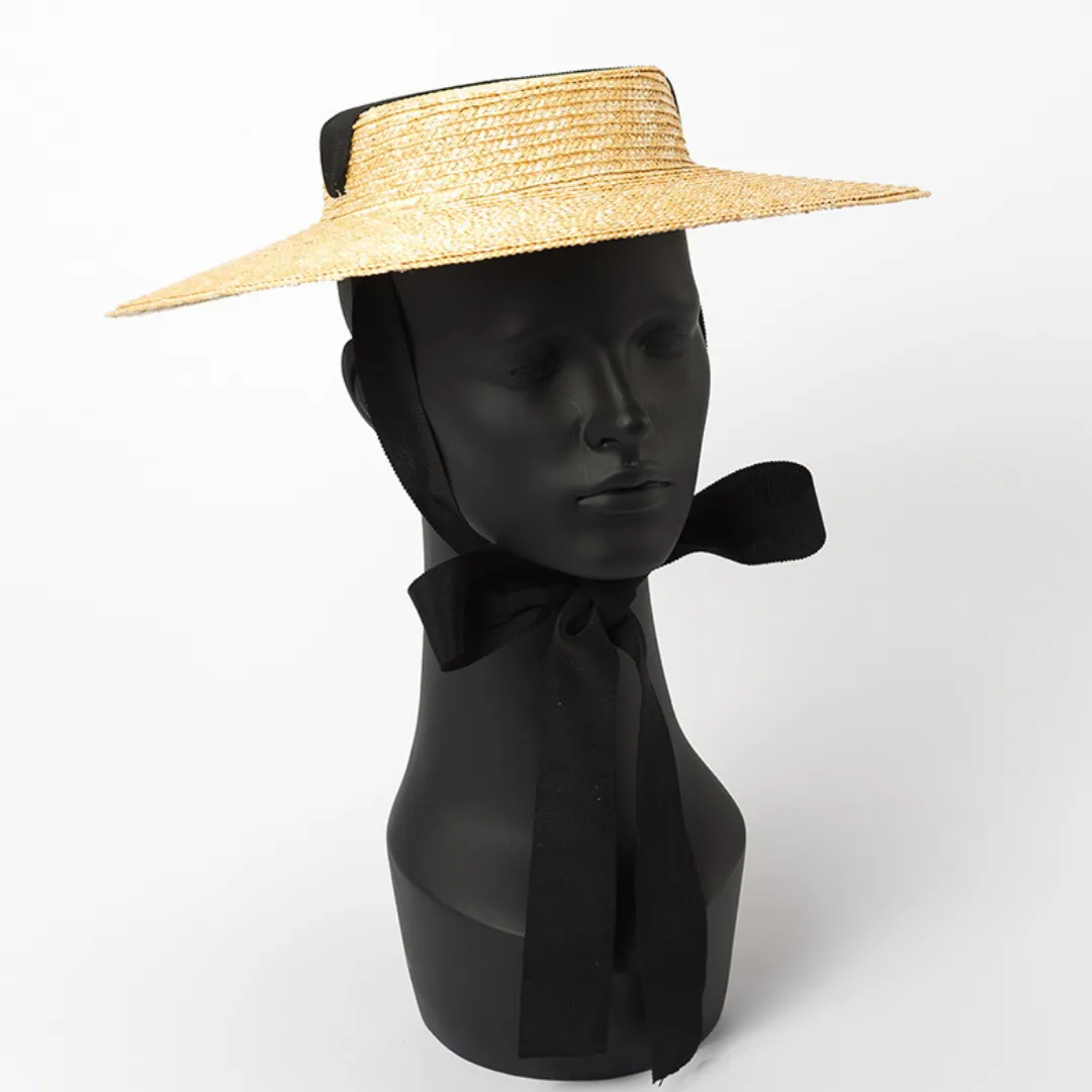 Chic Natural Straw Hat with Elegant Ribbon