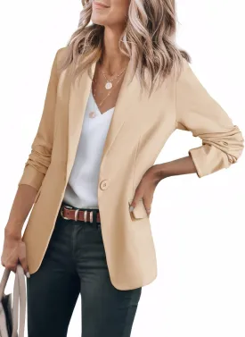 Cicy Bell Womens Long Sleeve Blazers Open Front Business Casual Knit Stretchy Lightweight Suit Jackets