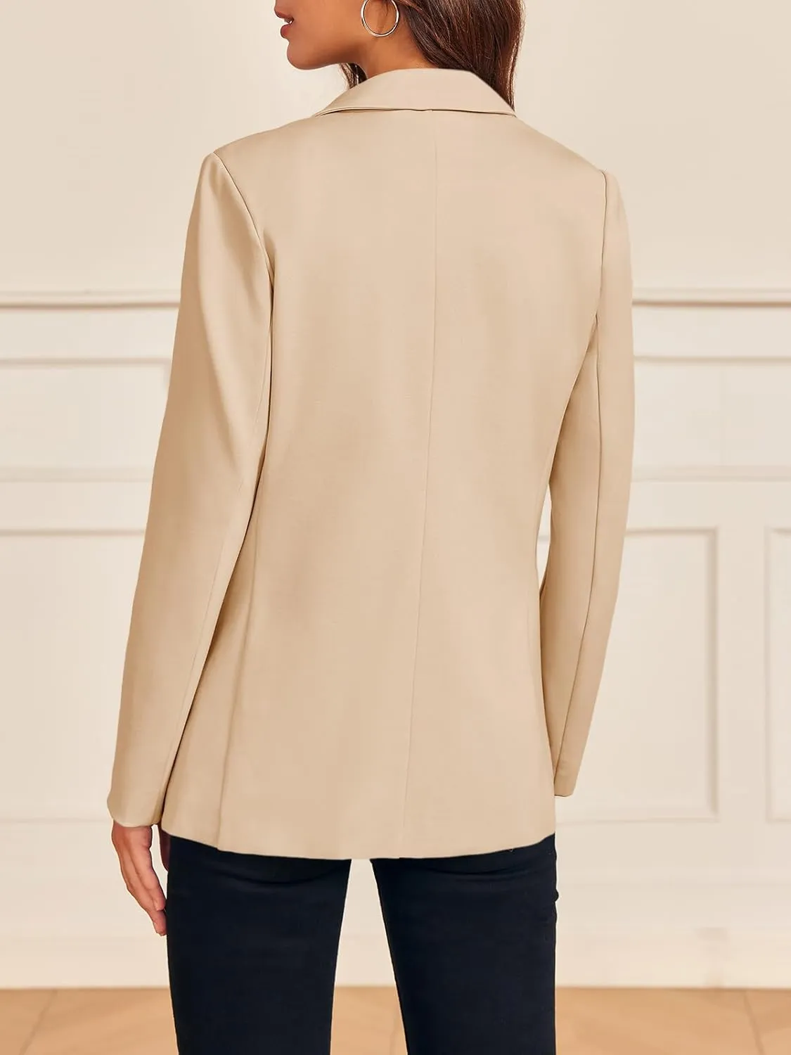 Cicy Bell Womens Long Sleeve Blazers Open Front Business Casual Knit Stretchy Lightweight Suit Jackets