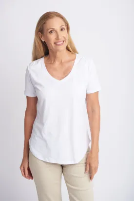 Cotton V Neck Tee White