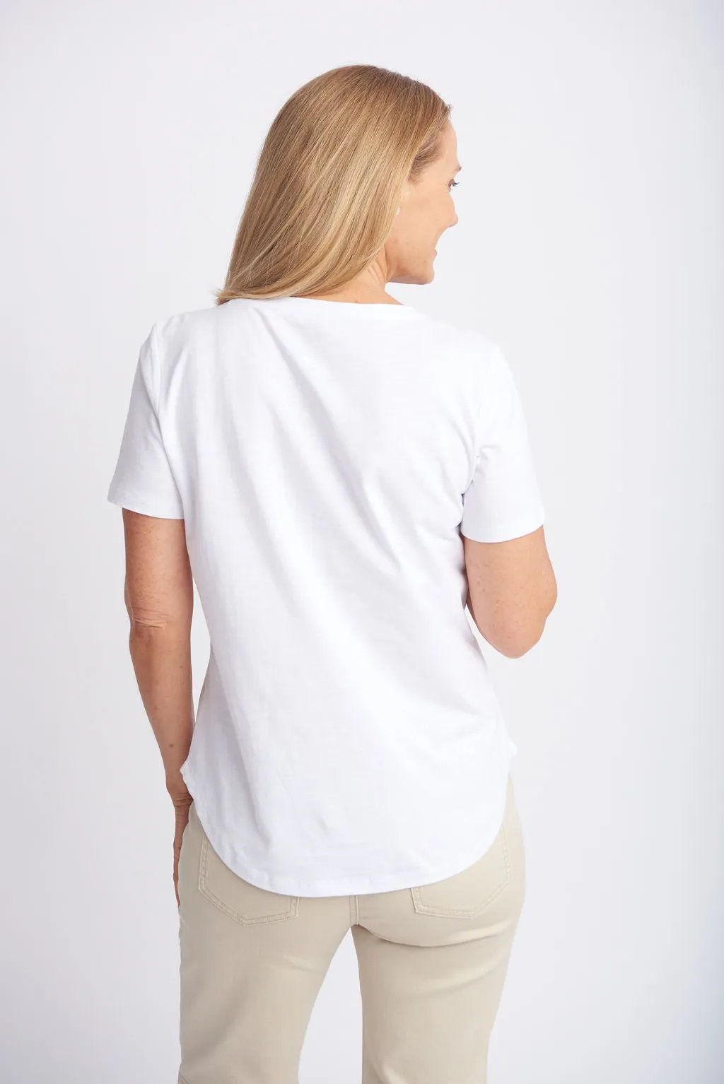 Cotton V Neck Tee White