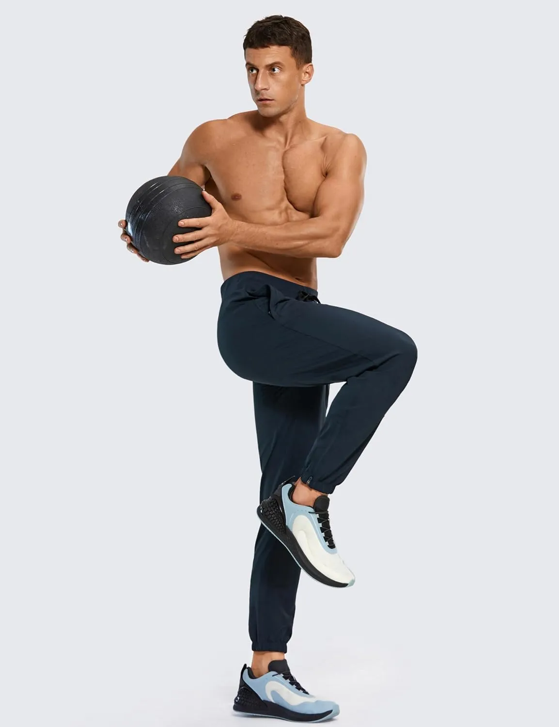 CRZ YOGA Mens 4-Way Stretch Comfy Athletic Pants - 28" Track Hiking Golf Gym Workout Joggers