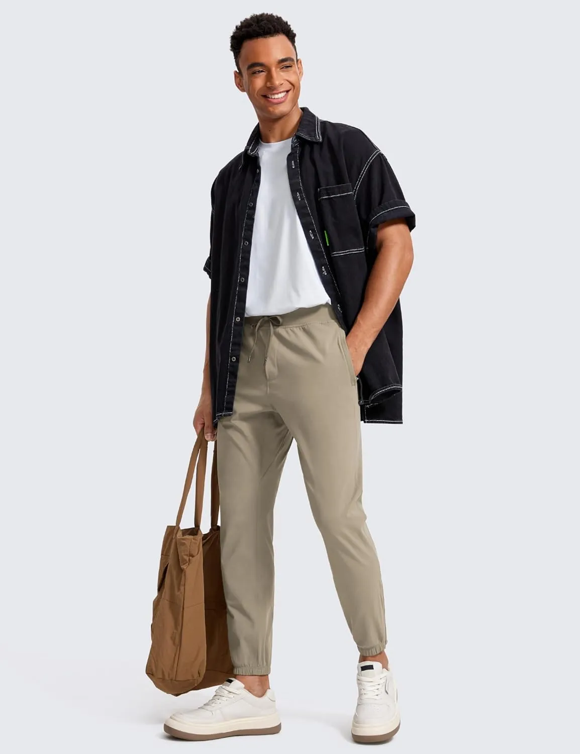 CRZ YOGA Mens 4-Way Stretch Comfy Athletic Pants - 28" Track Hiking Golf Gym Workout Joggers