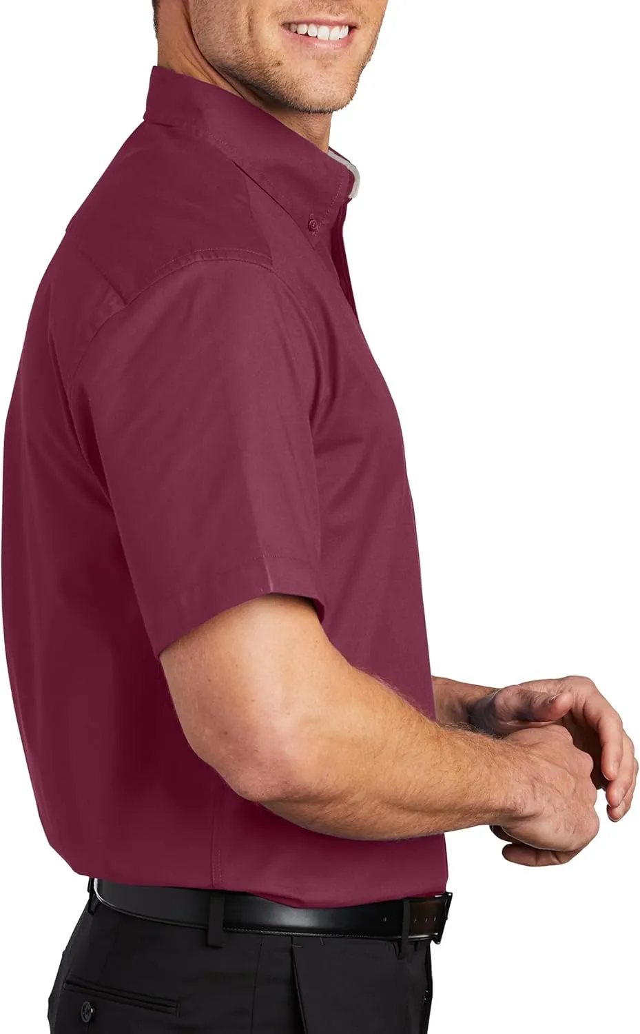 Custom Short Sleeve Embroidered Button Up Shirts for Men Add Your Text Personalized Embroidery Easy Care Shirts