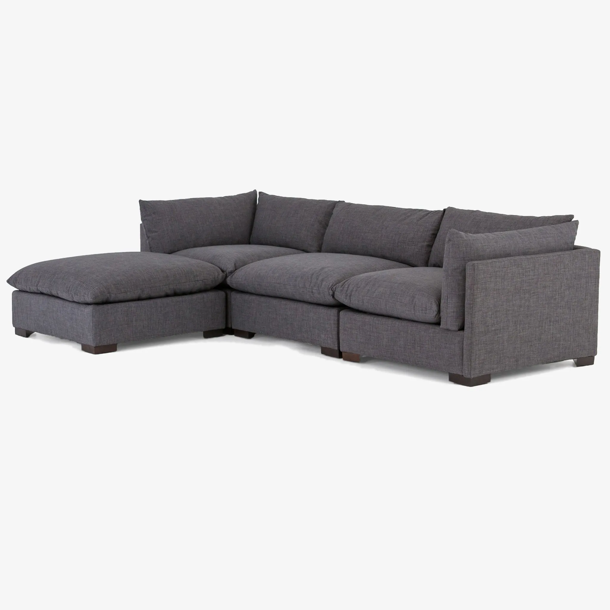 Four Hands Westwood 3-Piece Sectional With Ottoman in Bennett Charcoal