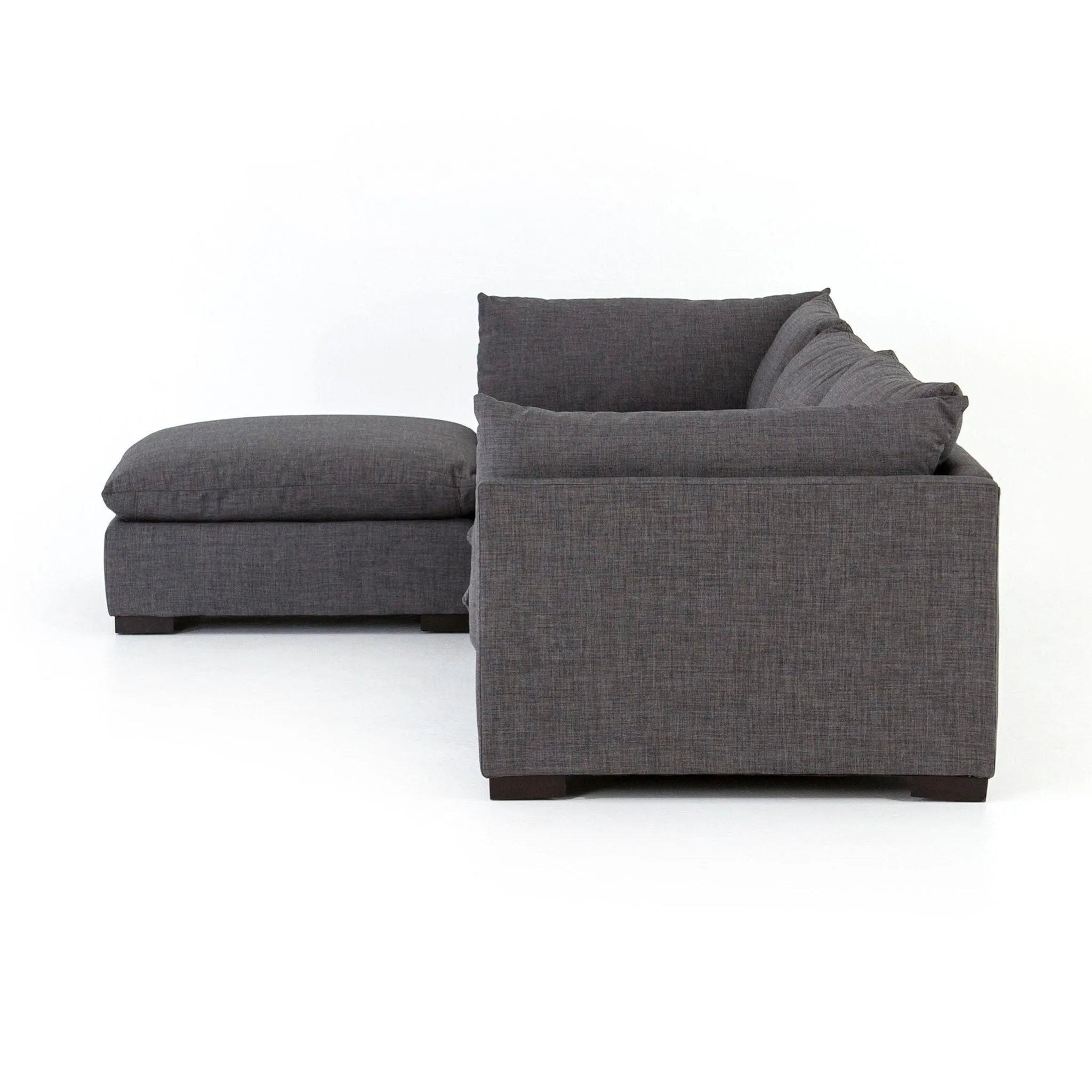 Four Hands Westwood 3-Piece Sectional With Ottoman in Bennett Charcoal