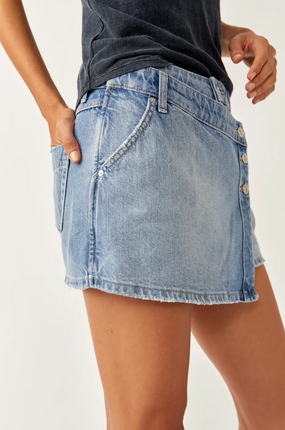 FREE PEOPLE Wynne Denim Skirt - Light Indigo