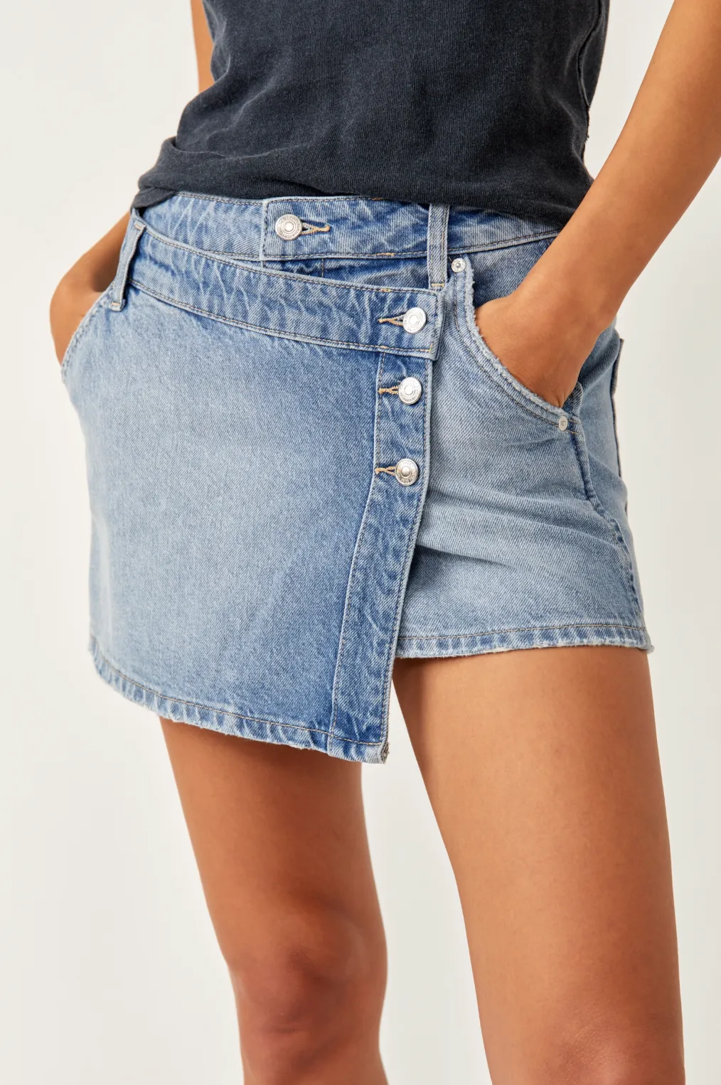 FREE PEOPLE Wynne Denim Skirt - Light Indigo