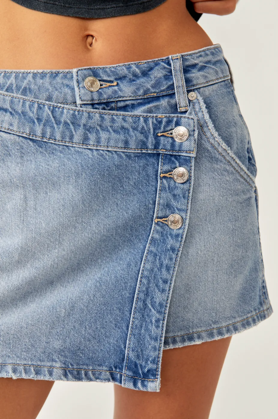 FREE PEOPLE Wynne Denim Skirt - Light Indigo