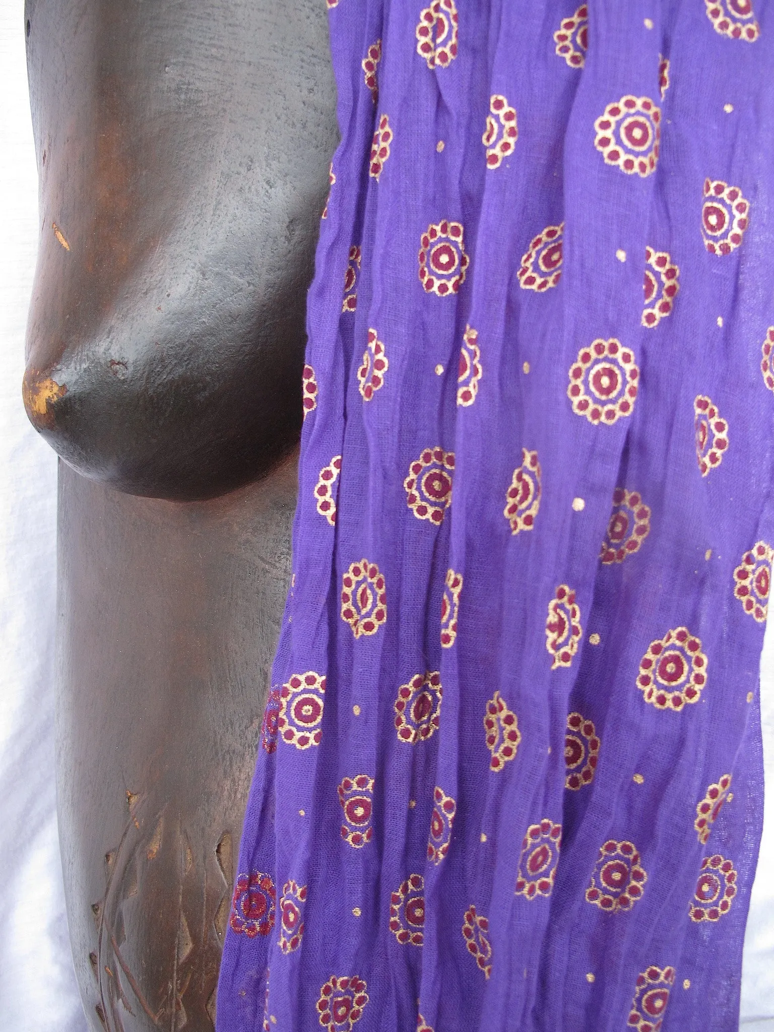 Gold flowers over Purple, Lotus Scarf