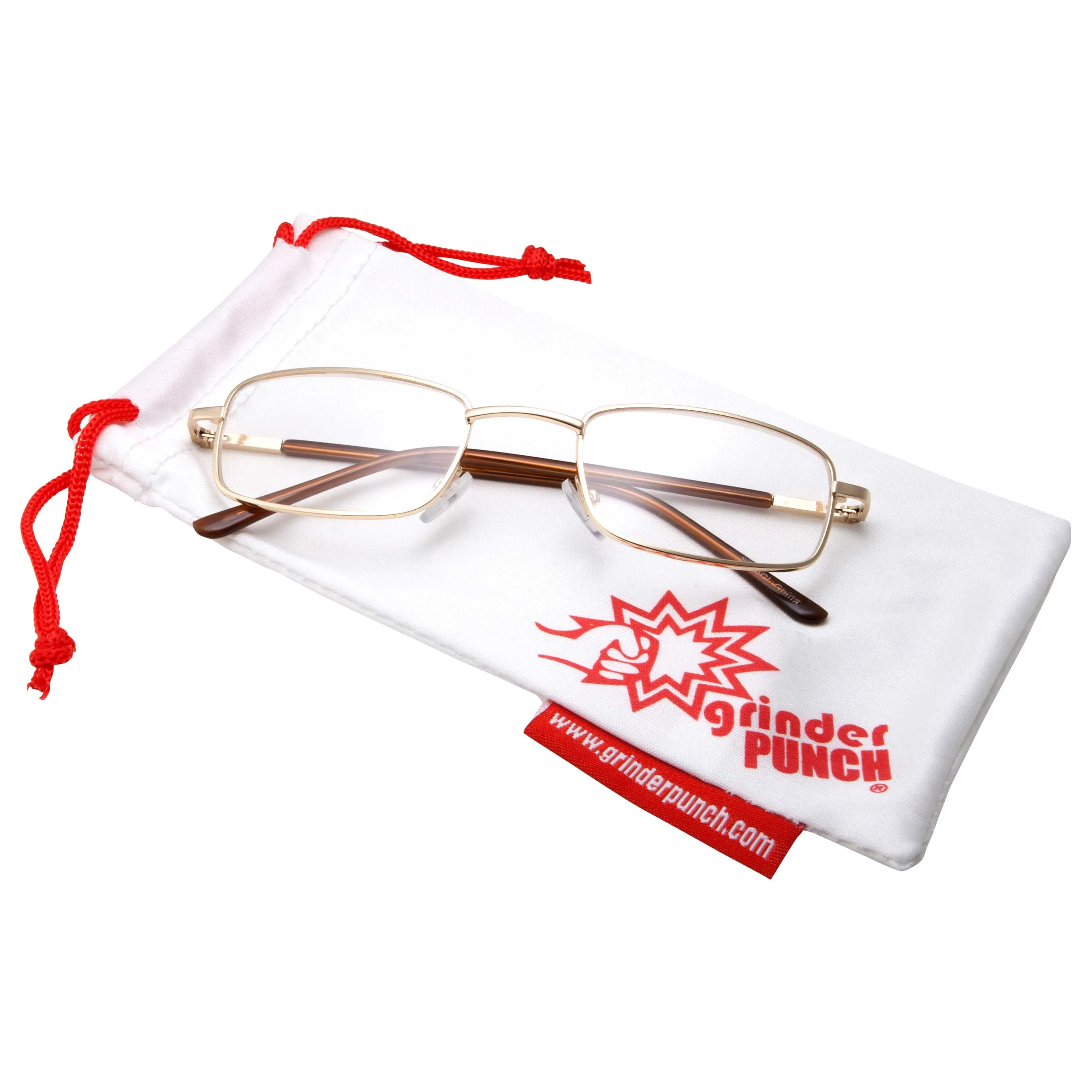 grinderPUNCH Adult Unisex Rectangle Frame Clear Lens Non Prescription Glasses