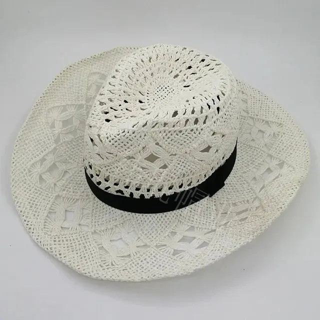 Handmade Western Straw Hollow Foldable Sun Hat