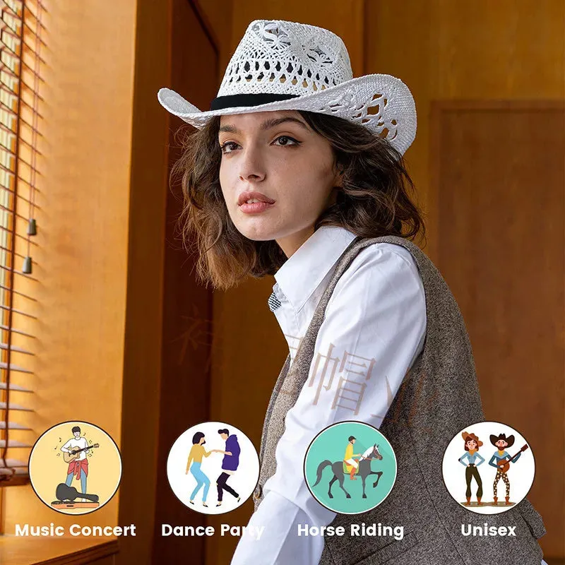 Handmade Western Straw Hollow Foldable Sun Hat