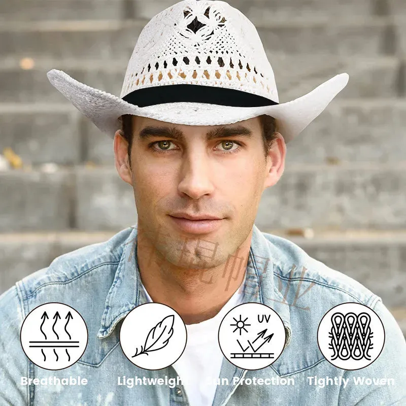 Handmade Western Straw Hollow Foldable Sun Hat