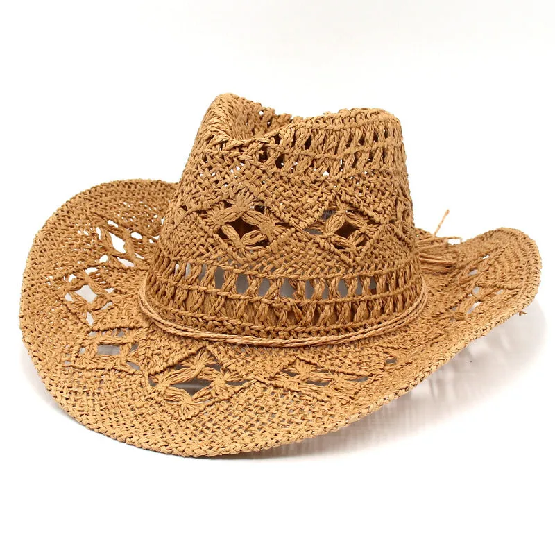 Handmade Western Straw Hollow Foldable Sun Hat