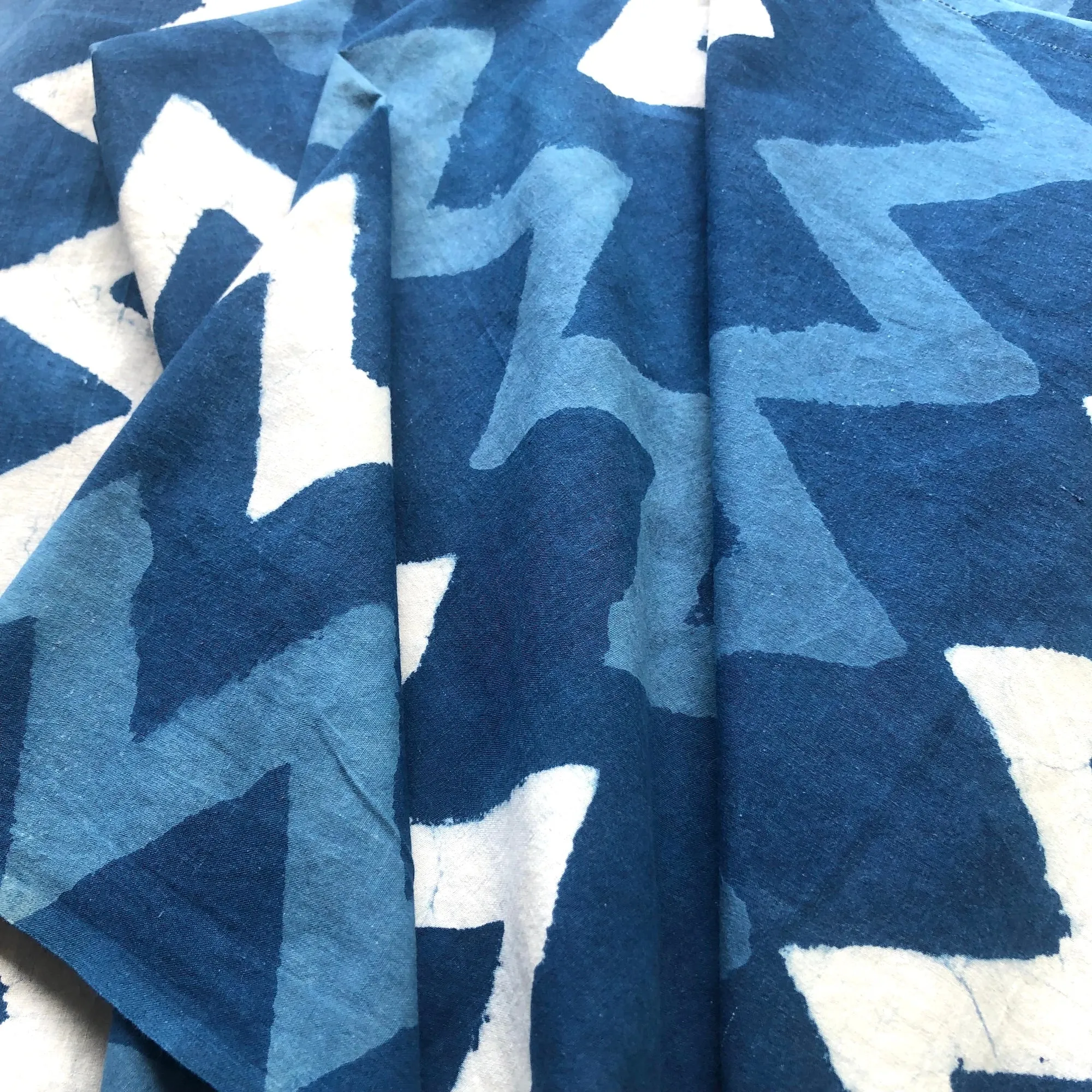 Indigo dyed Cotton Sarong or Tablecloth Fabric