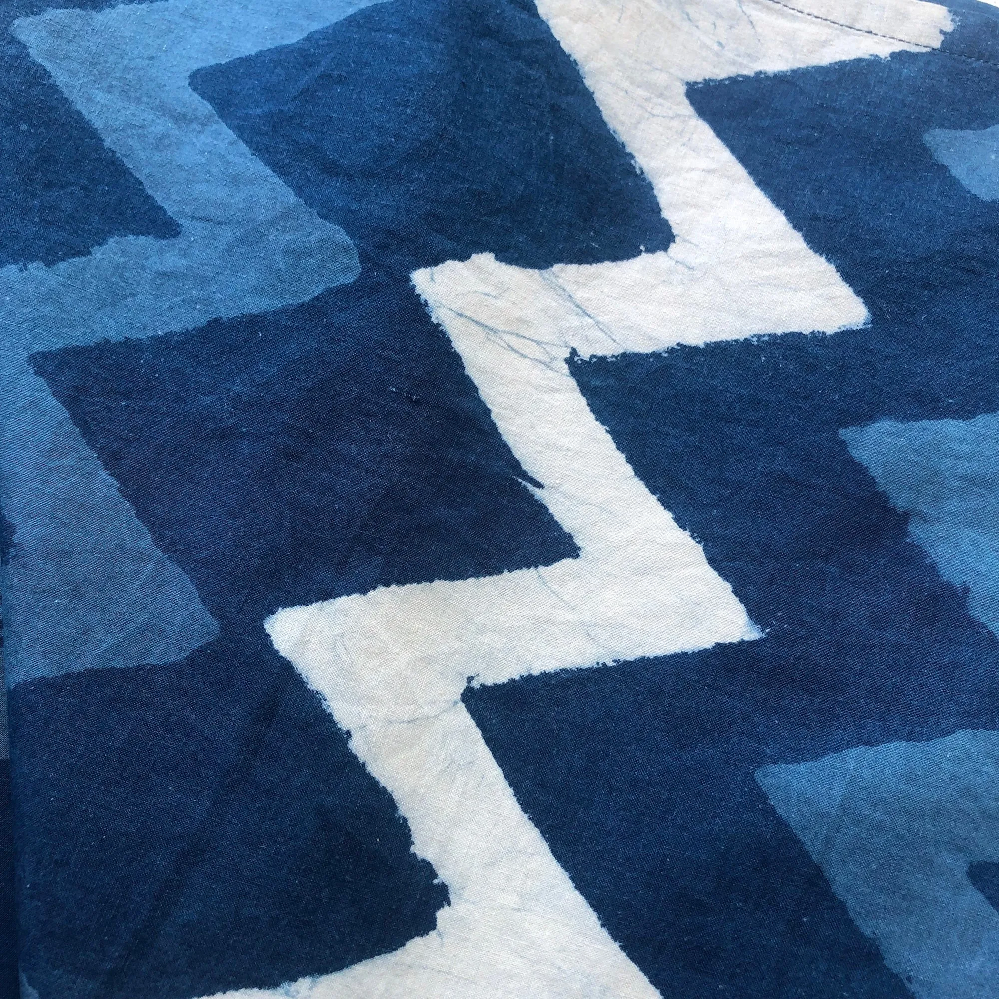 Indigo dyed Cotton Sarong or Tablecloth Fabric