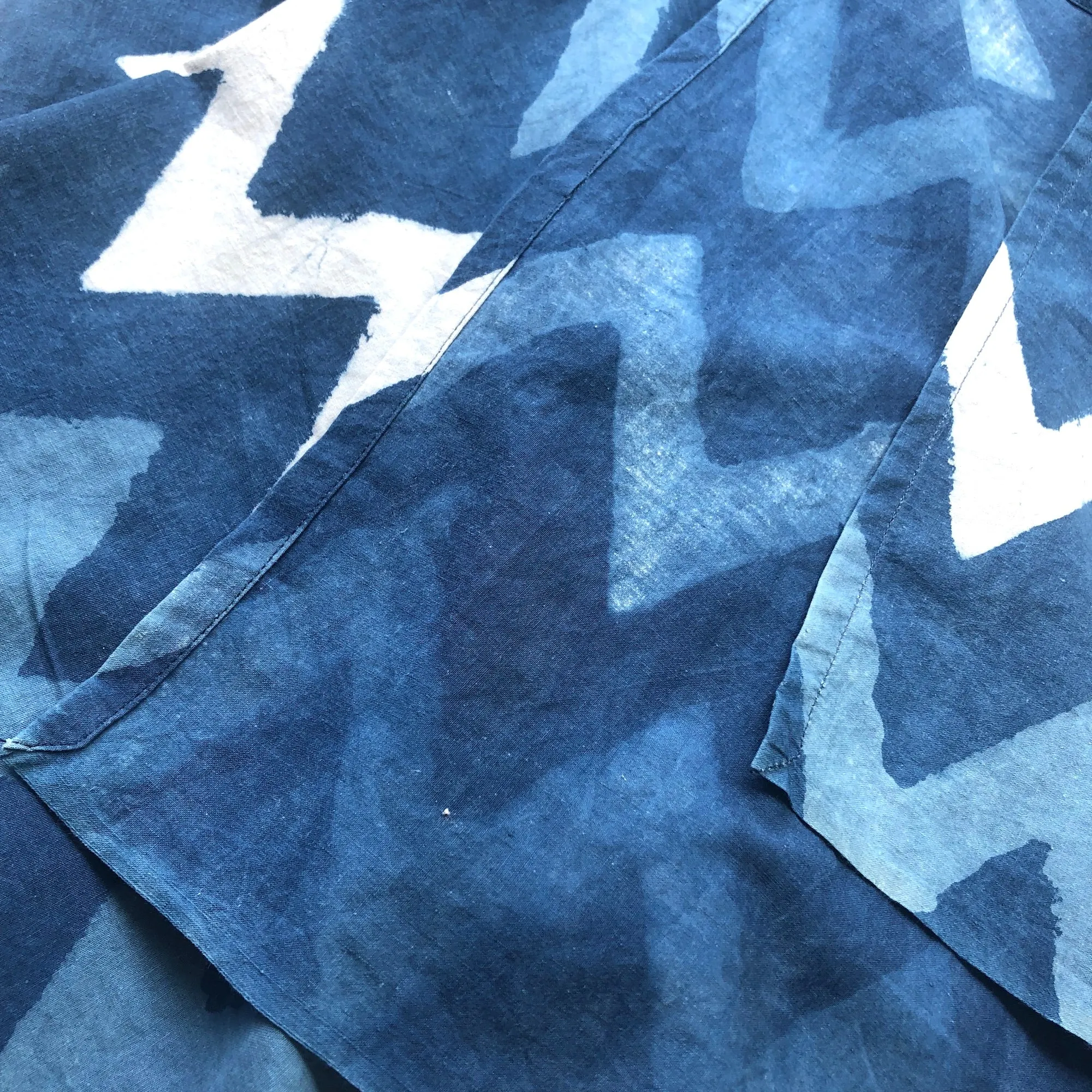Indigo dyed Cotton Sarong or Tablecloth Fabric