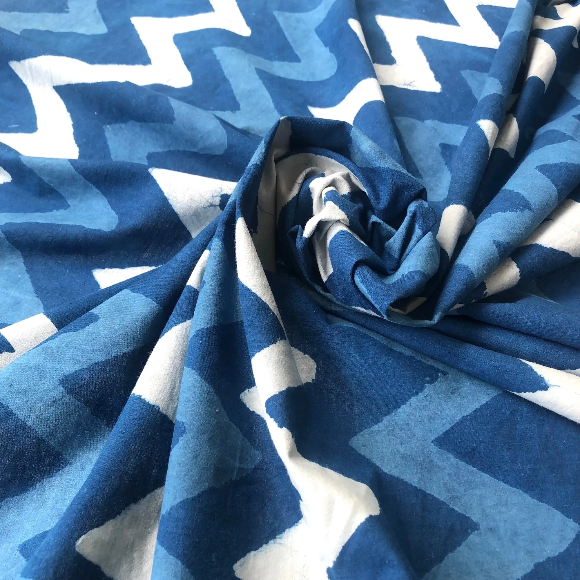 Indigo dyed Cotton Sarong or Tablecloth Fabric
